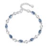 Silver plated ocean heart blue crystal bracelet on pure white background, adjustable women’s jewelry