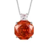 Single rose cut orange cubic zirconia pendant necklace silver plated white background product shot