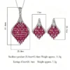 Phoenix tail simulated ruby jewelry set dimension size and weight specification diagram