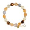 Main product shot of yellow rutilated quartz wealth bracelet on pure white background with adjustable gourd charm